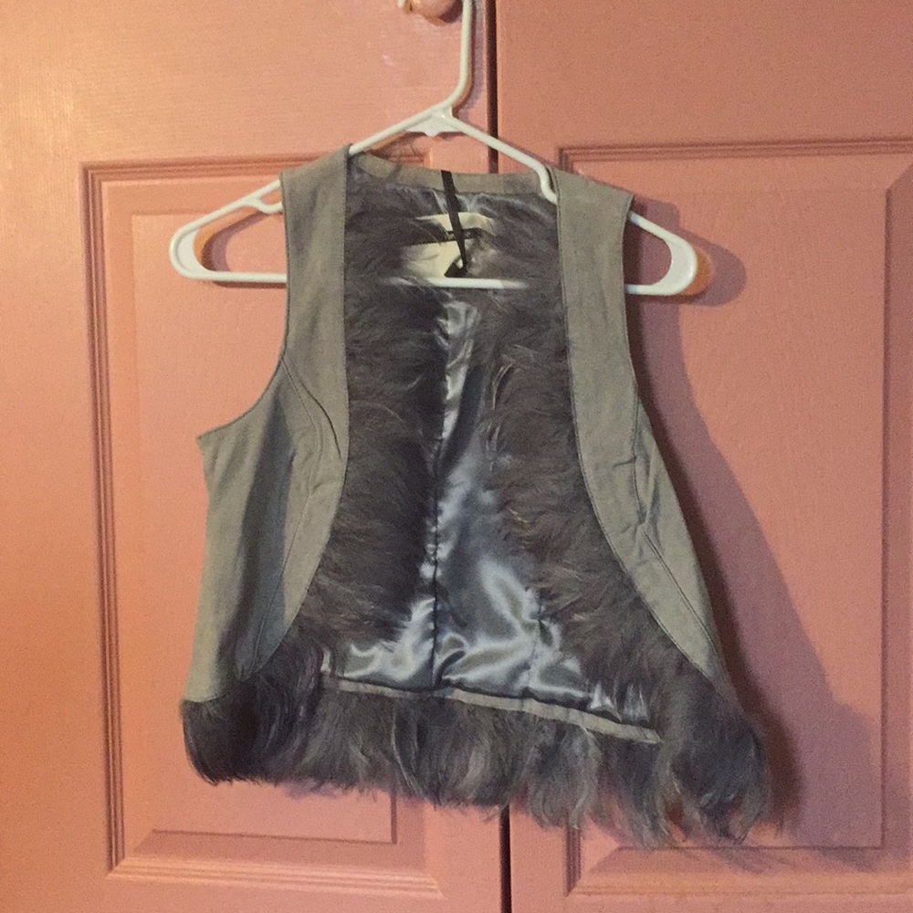 Topshop suede feather fringe vest